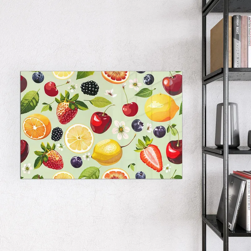 Magnettafel - Früchte auf Pastellgrün