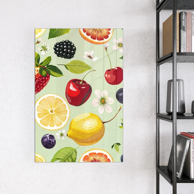 Magnettafel - Früchte auf Pastellgrün