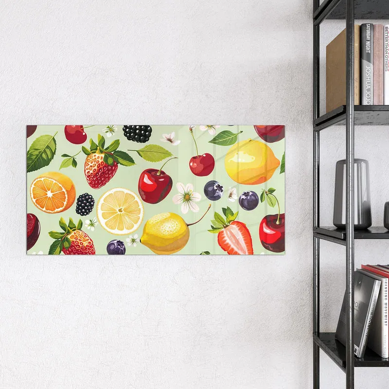 Magnettafel - Früchte auf Pastellgrün
