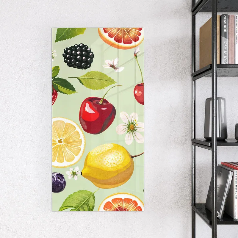 Magnettafel - Früchte auf Pastellgrün