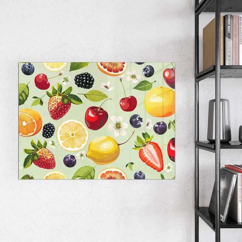 Magnettafel - Früchte auf Pastellgrün