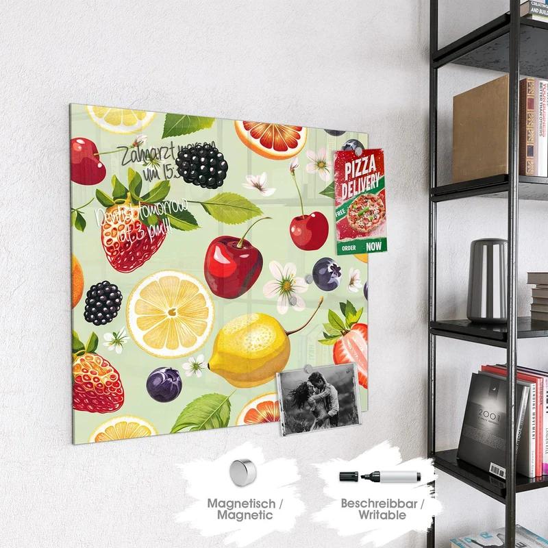 Magnettafel - Früchte auf Pastellgrün