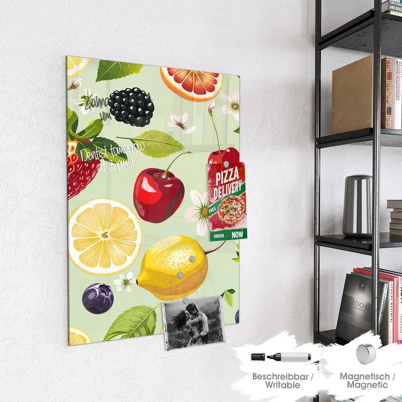Magnettafel - Früchte auf Pastellgrün