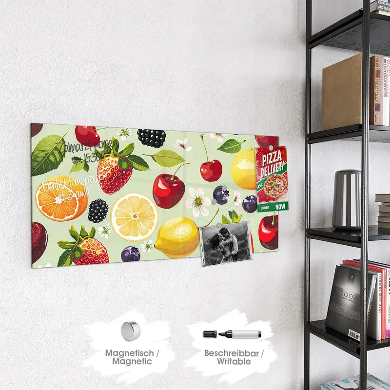 Magnettafel - Früchte auf Pastellgrün