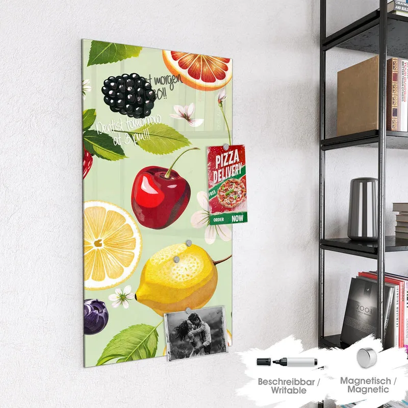 Magnettafel - Früchte auf Pastellgrün