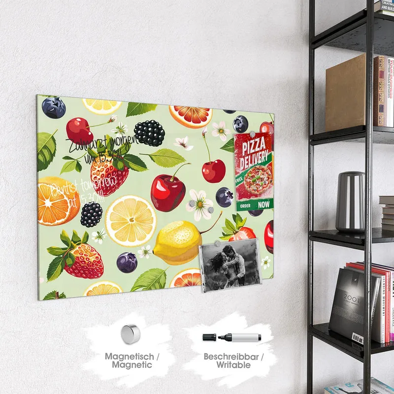 Magnettafel - Früchte auf Pastellgrün