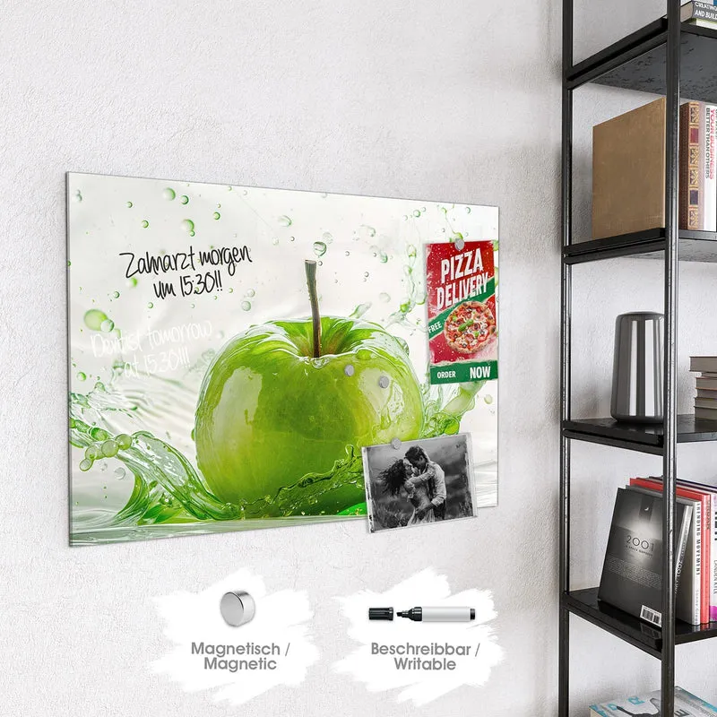 Magnettafel - Grüner Apfel im Spritzer