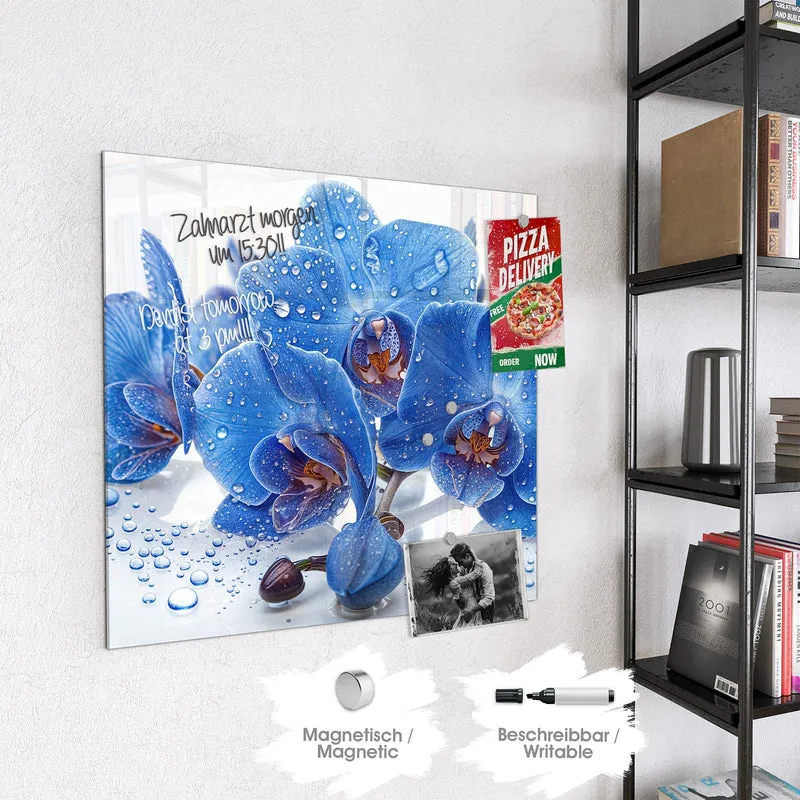 Magnettafel - Blaue Orchideen