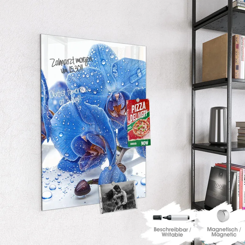 Magnettafel - Blaue Orchideen