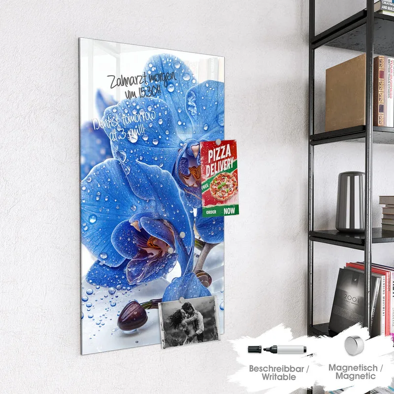 Magnettafel - Blaue Orchideen