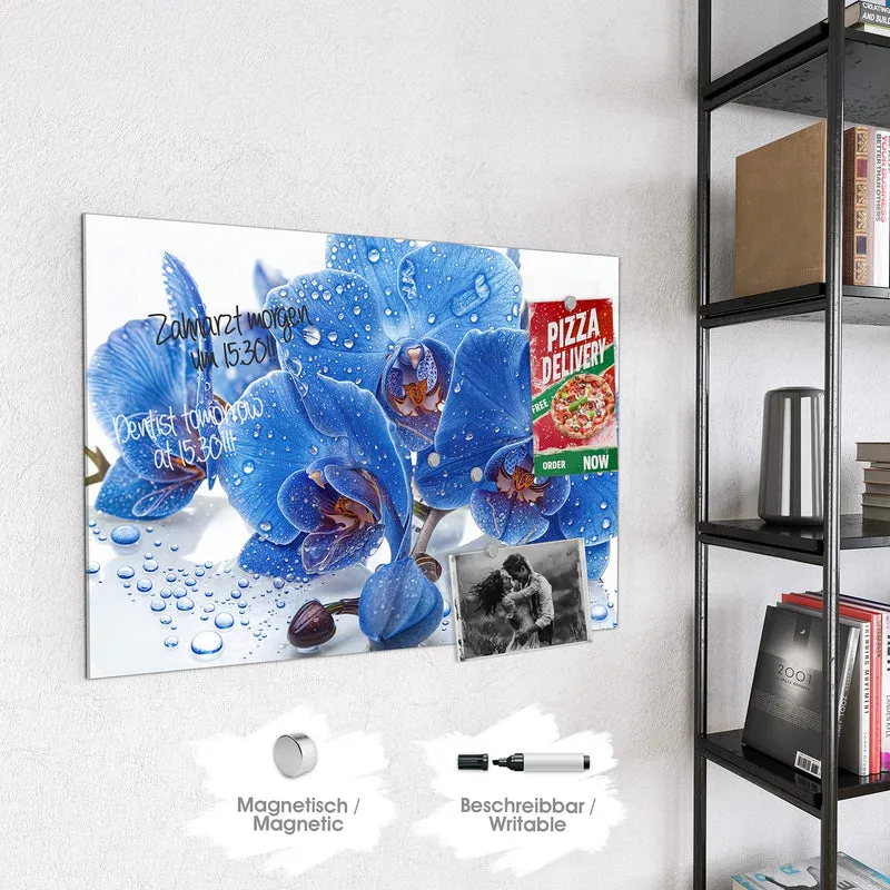 Magnettafel - Blaue Orchideen