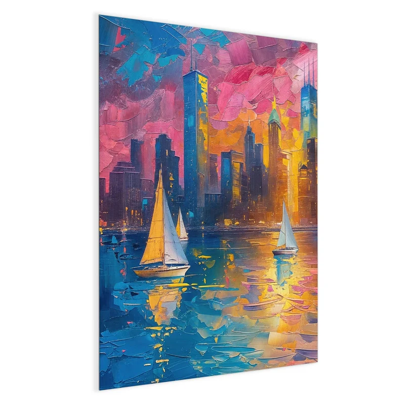 Magnettafel - Hafenstadt bei Nacht