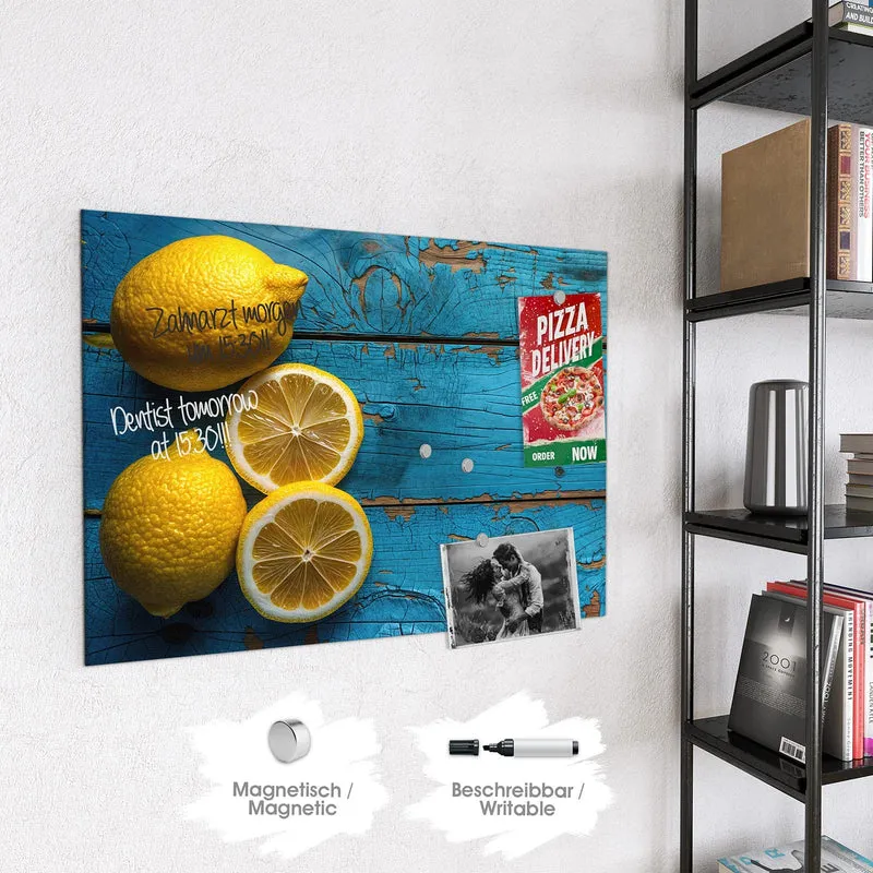 Magnettafel - Zitronen auf Holz