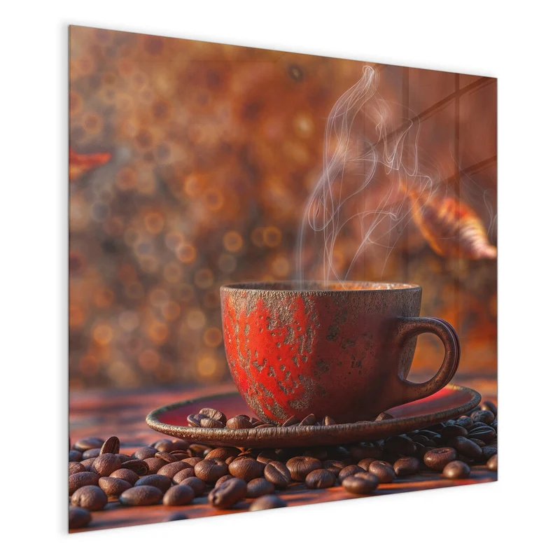 Magnettafel - Kaffeetasse im Herbst