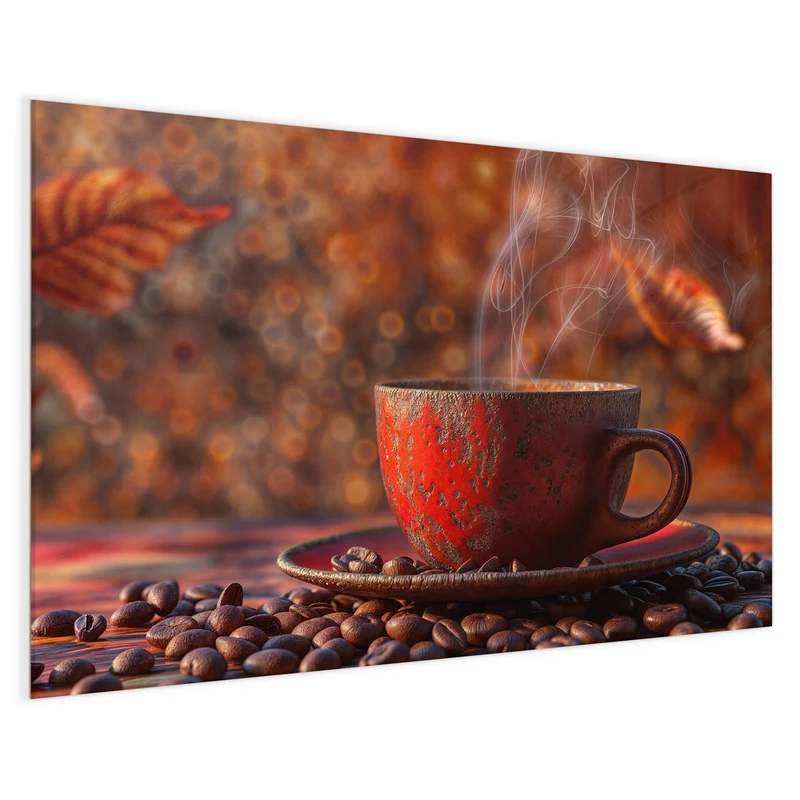 Magnettafel - Kaffeetasse im Herbst