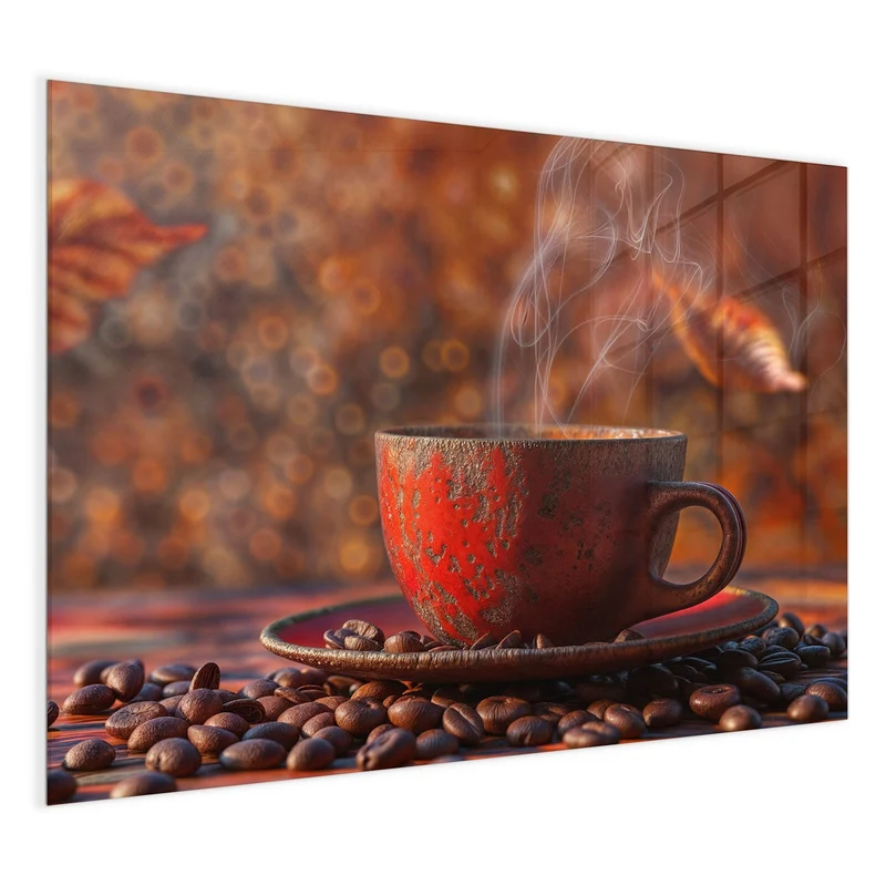Magnettafel - Kaffeetasse im Herbst
