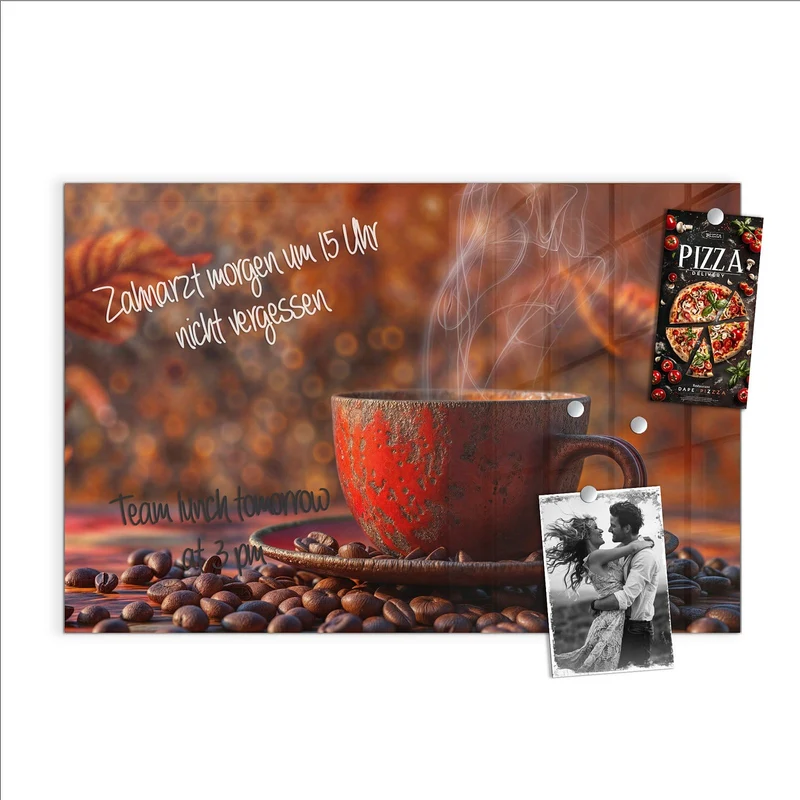 Magnettafel - Kaffeetasse im Herbst