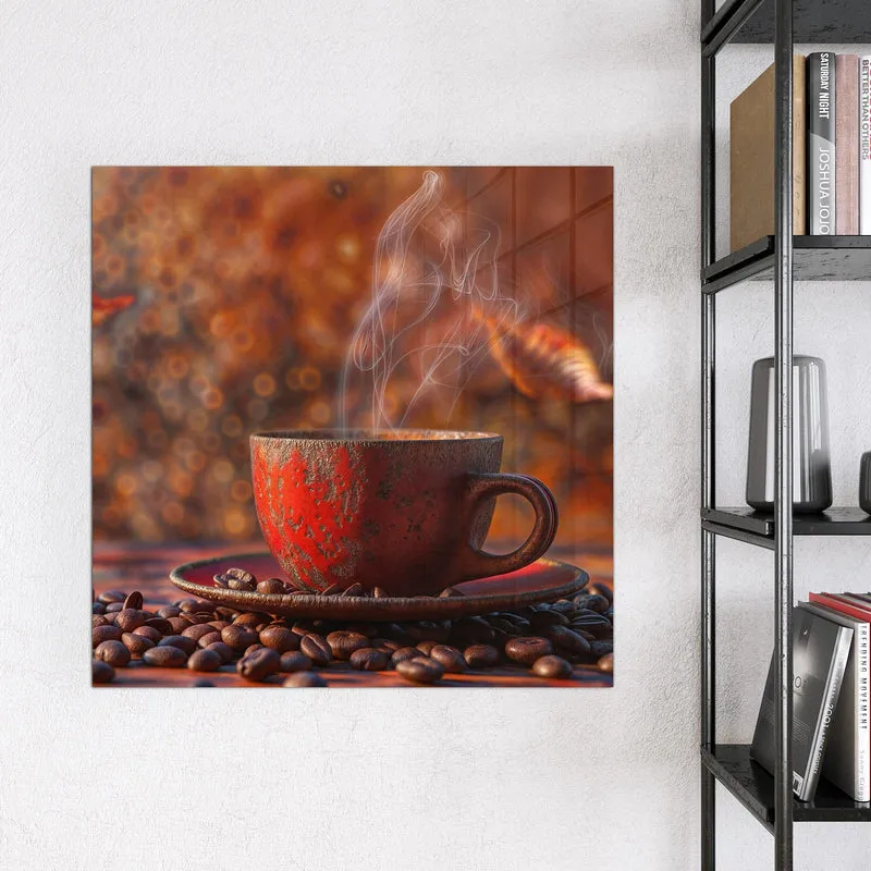 Magnettafel - Kaffeetasse im Herbst