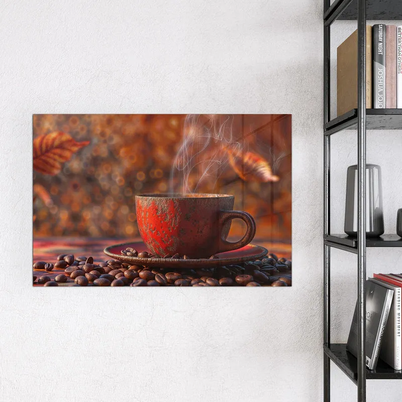 Magnettafel - Kaffeetasse im Herbst