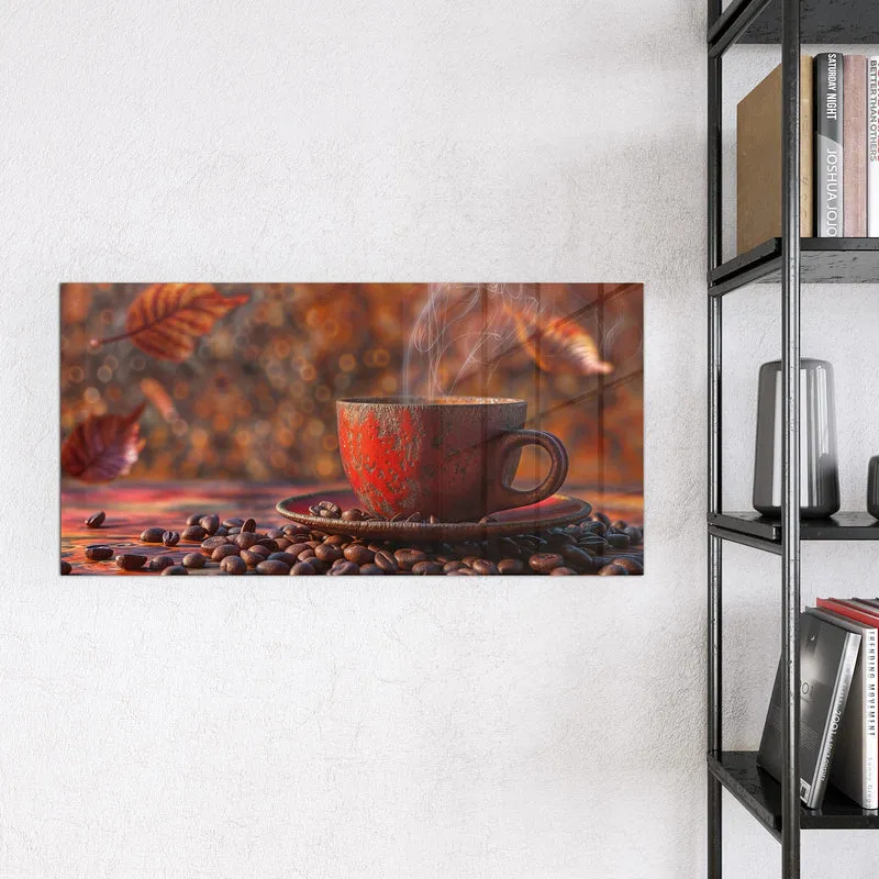 Magnettafel - Kaffeetasse im Herbst