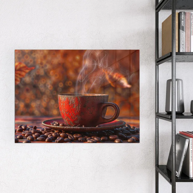 Magnettafel - Kaffeetasse im Herbst
