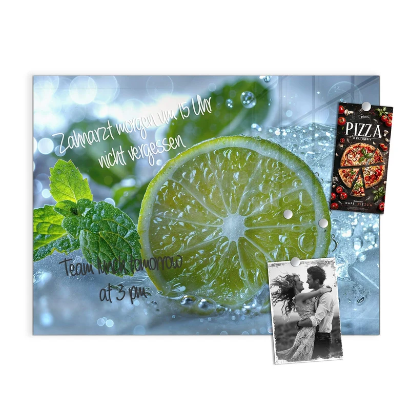 Magnettafel - Limettenscheibe im Eis