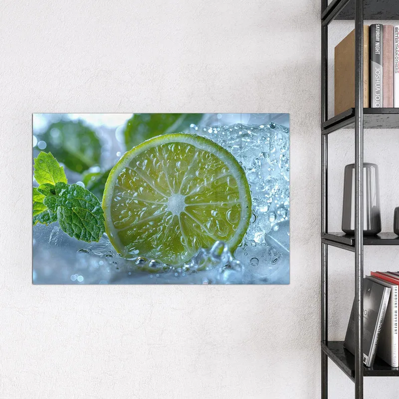 Magnettafel - Limettenscheibe im Eis