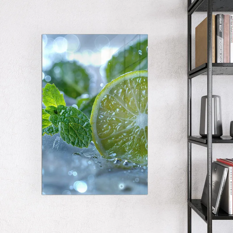 Magnettafel - Limettenscheibe im Eis