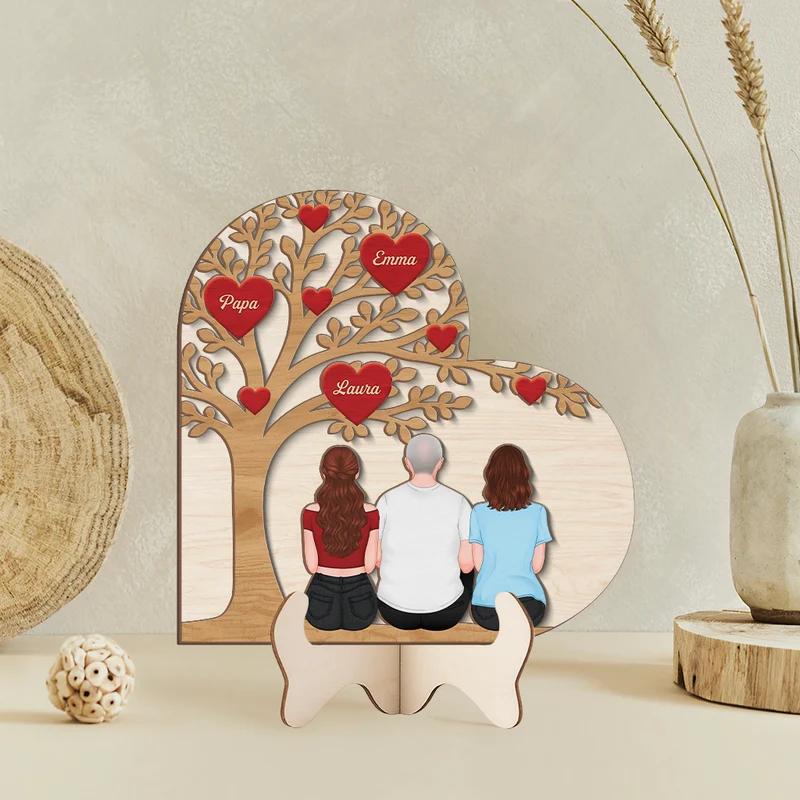 Familienbaum - Personalisiertes Geschenk | Holzaufsteller Papa/Mama