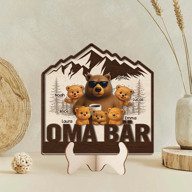 Opa Bär - Personalisiertes Geschenk | Holzaufsteller Opa/Oma