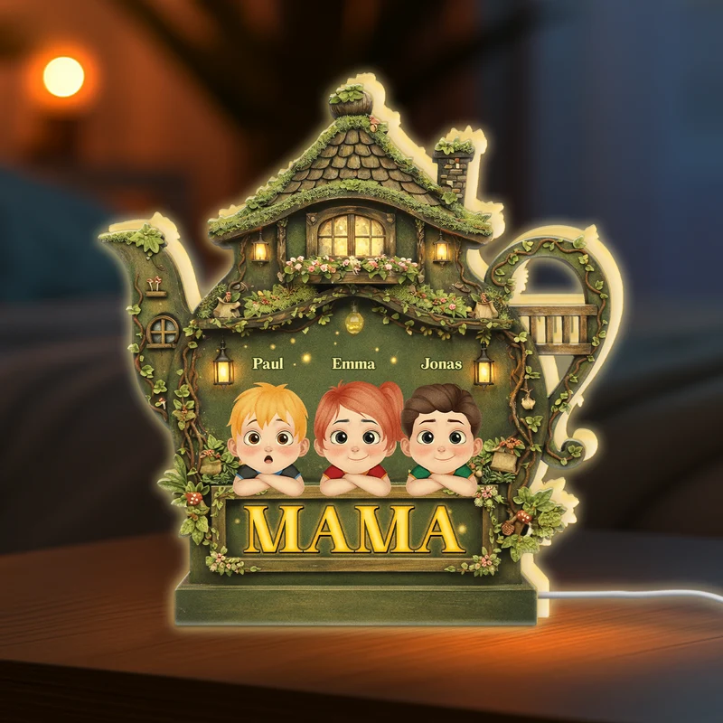 Mama/Papa & Kinder Cartoon - Personalisiertes Geschenk | Lightbox