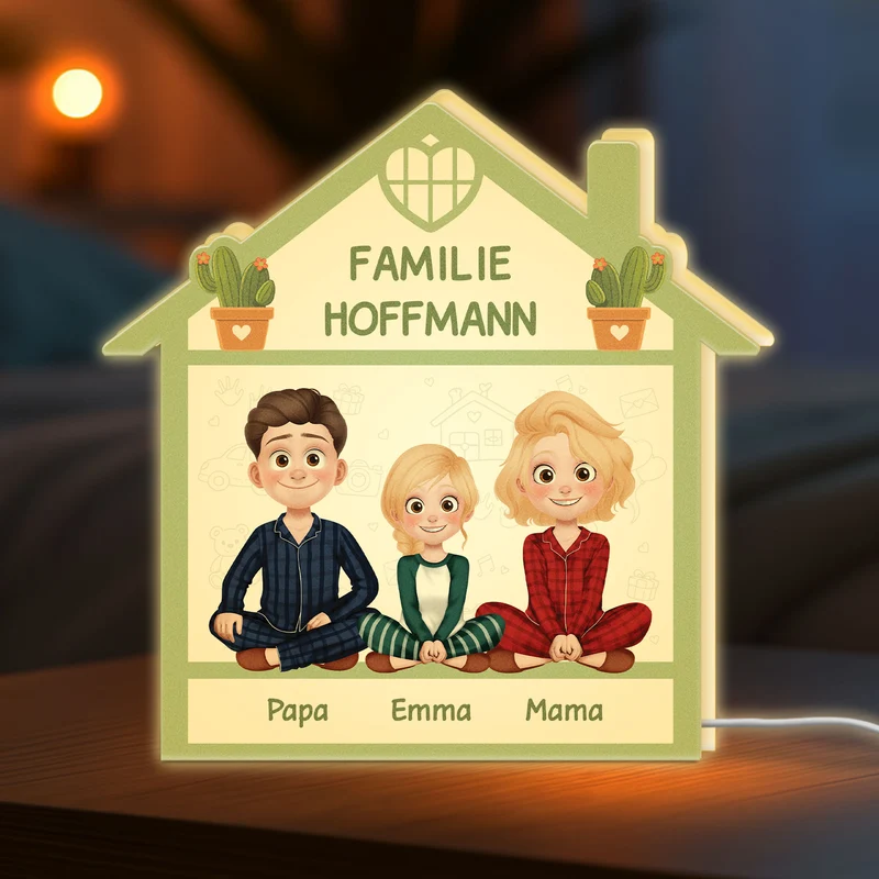 Die Familie Cartoon - Personalisiertes Geschenk | Lightbox