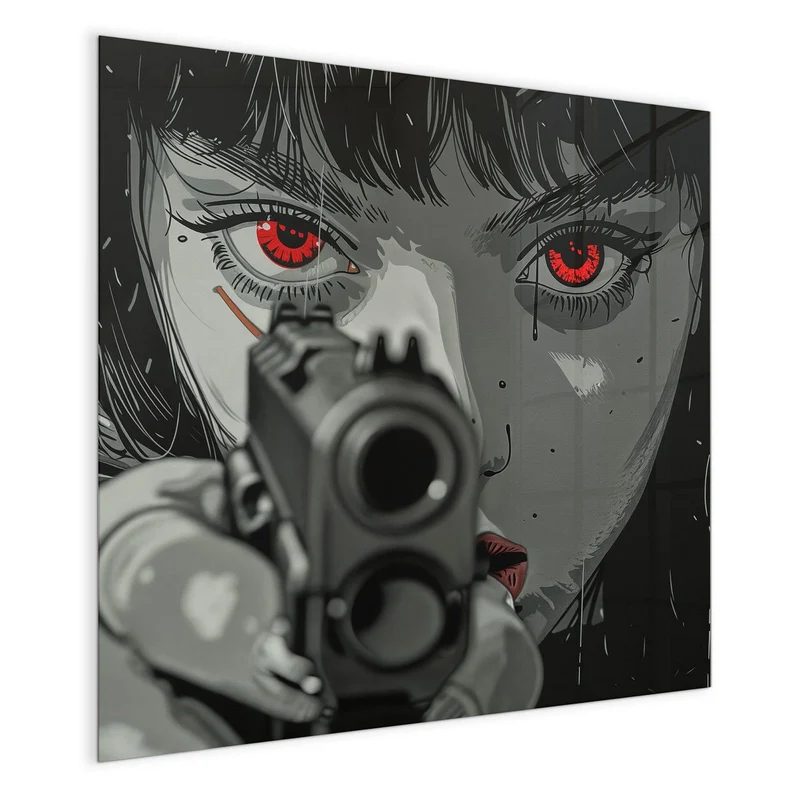 Magnettafel - Comicfrau in Grautönen