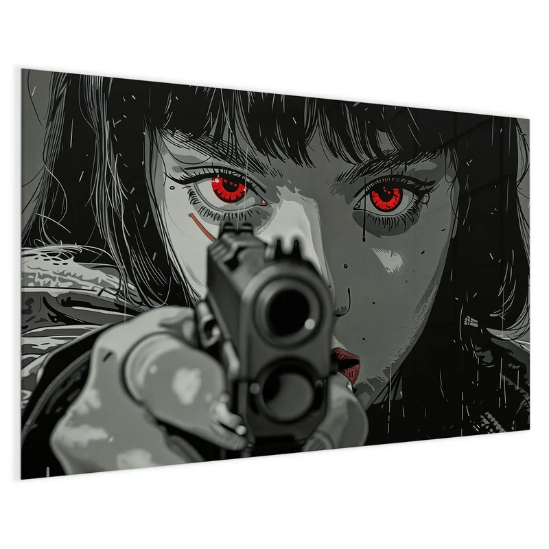 Magnettafel - Comicfrau in Grautönen