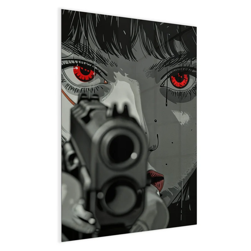 Magnettafel - Comicfrau in Grautönen