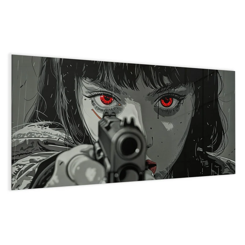 Magnettafel - Comicfrau in Grautönen