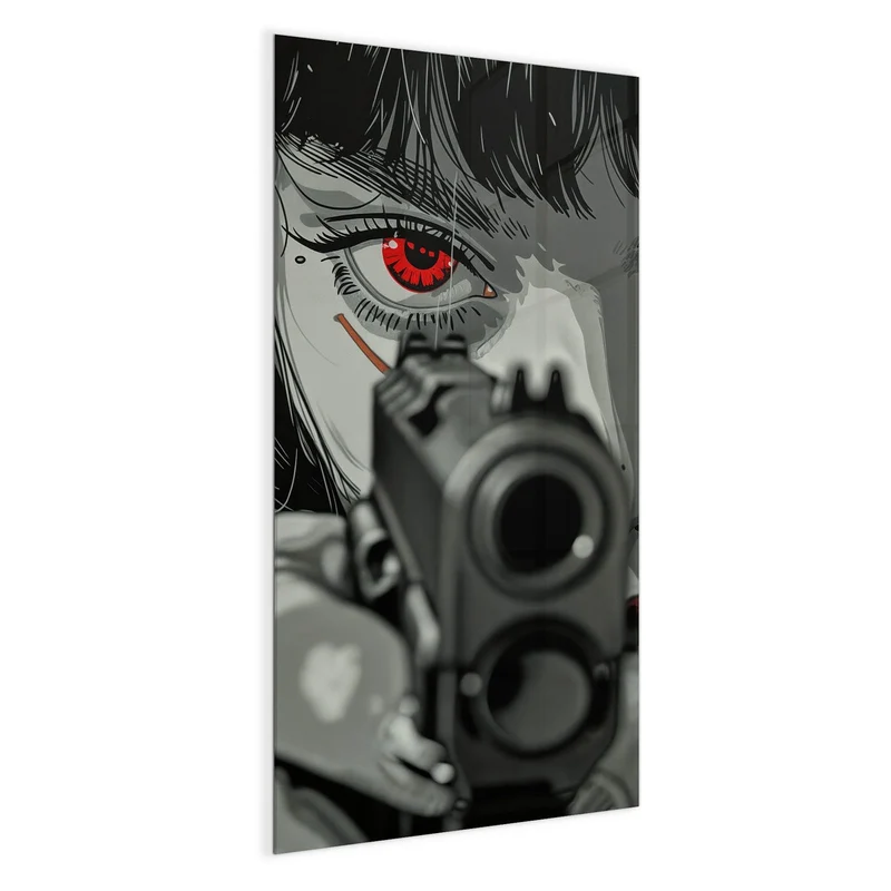 Magnettafel - Comicfrau in Grautönen