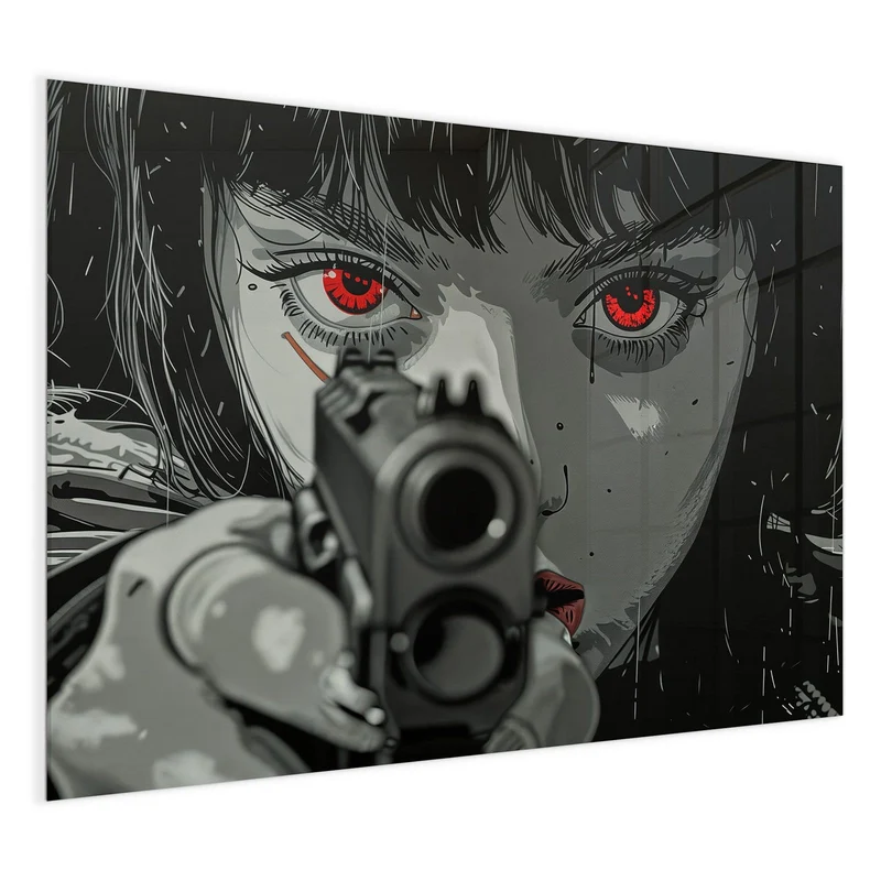 Magnettafel - Comicfrau in Grautönen