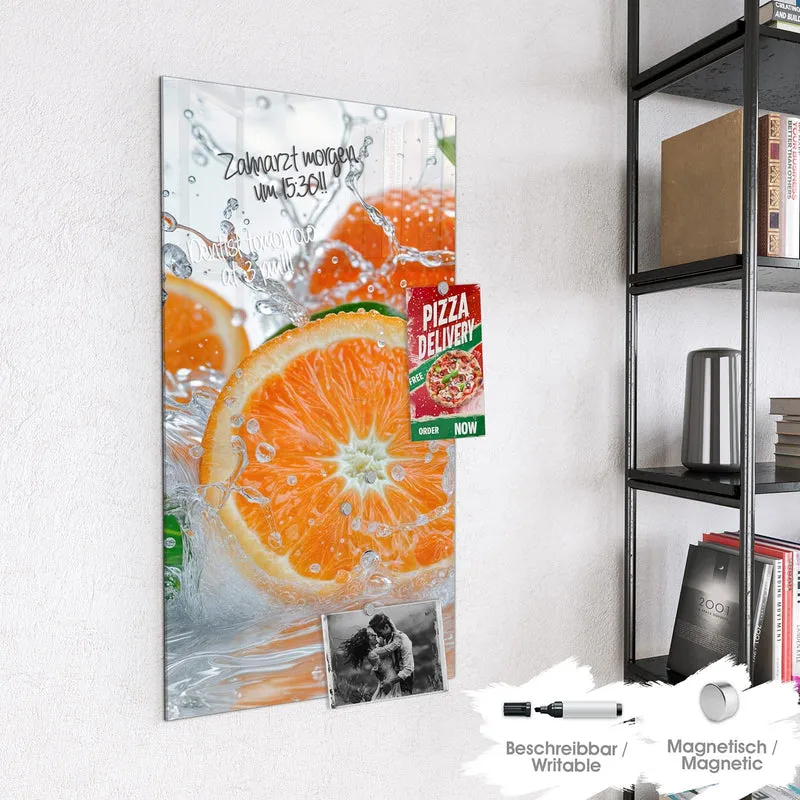 Magnettafel - Orangen im Wasser