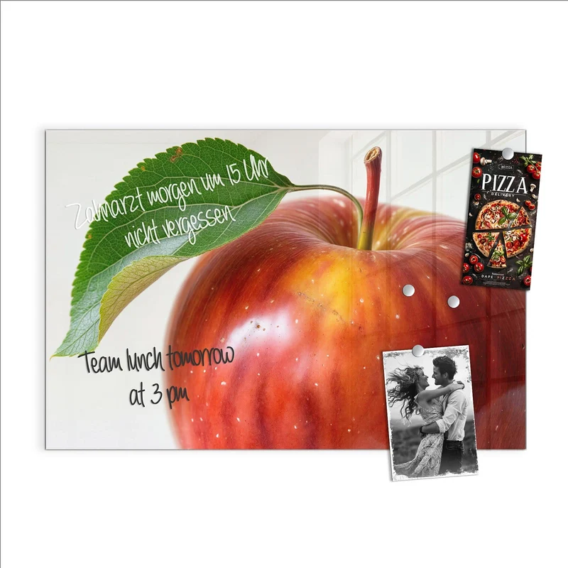 Magnettafel - Roter Apfel mit Blatt