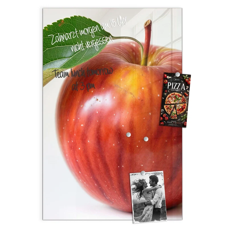 Magnettafel - Roter Apfel mit Blatt
