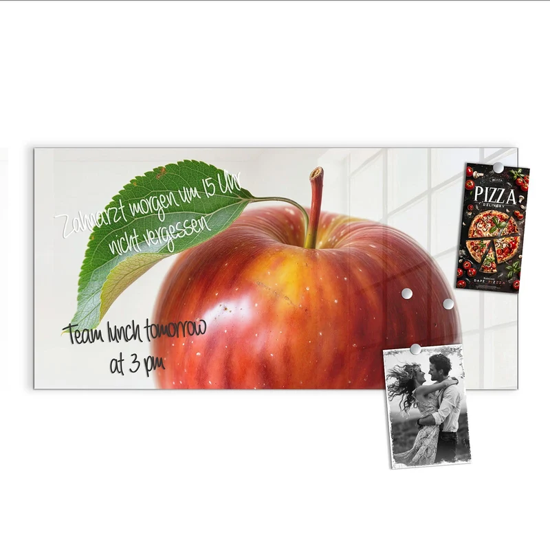 Magnettafel - Roter Apfel mit Blatt