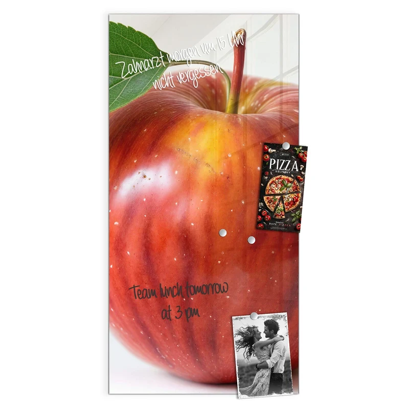 Magnettafel - Roter Apfel mit Blatt