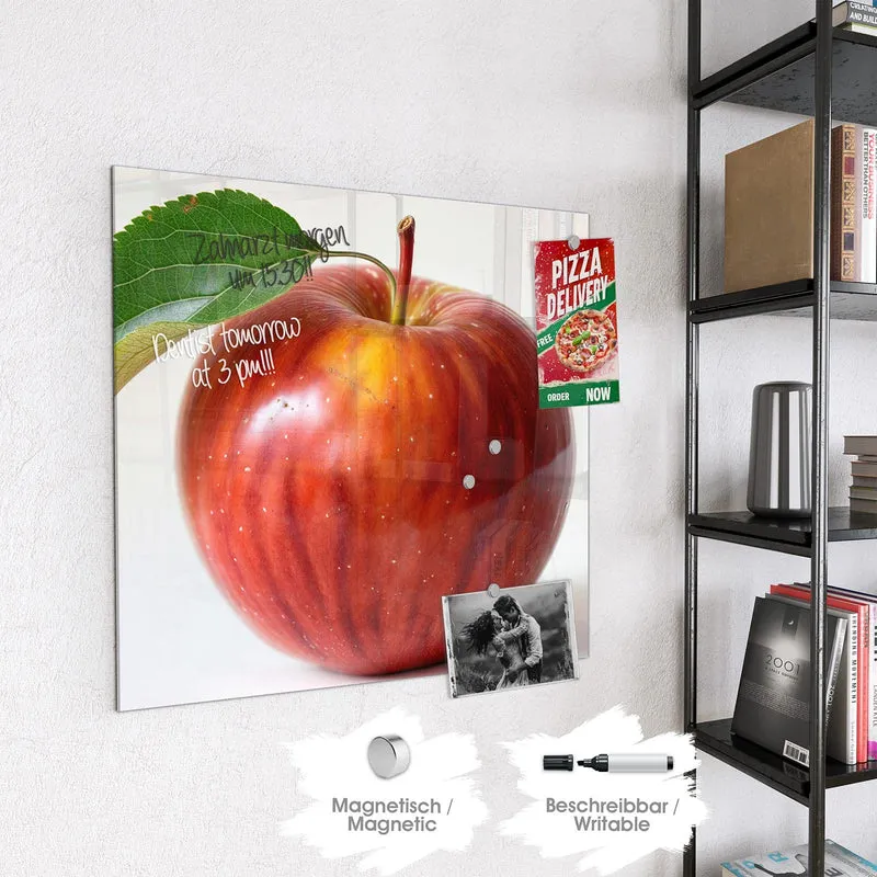 Magnettafel - Roter Apfel mit Blatt