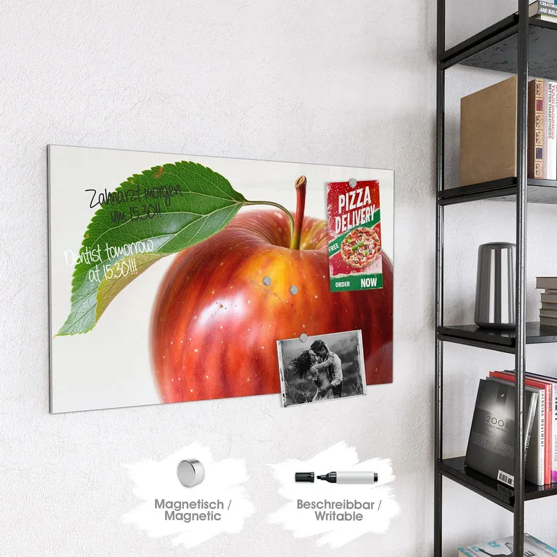 Magnettafel - Roter Apfel mit Blatt