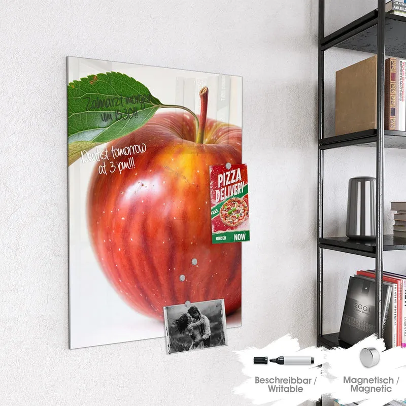 Magnettafel - Roter Apfel mit Blatt