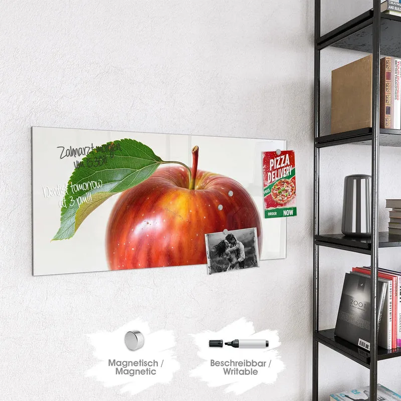 Magnettafel - Roter Apfel mit Blatt