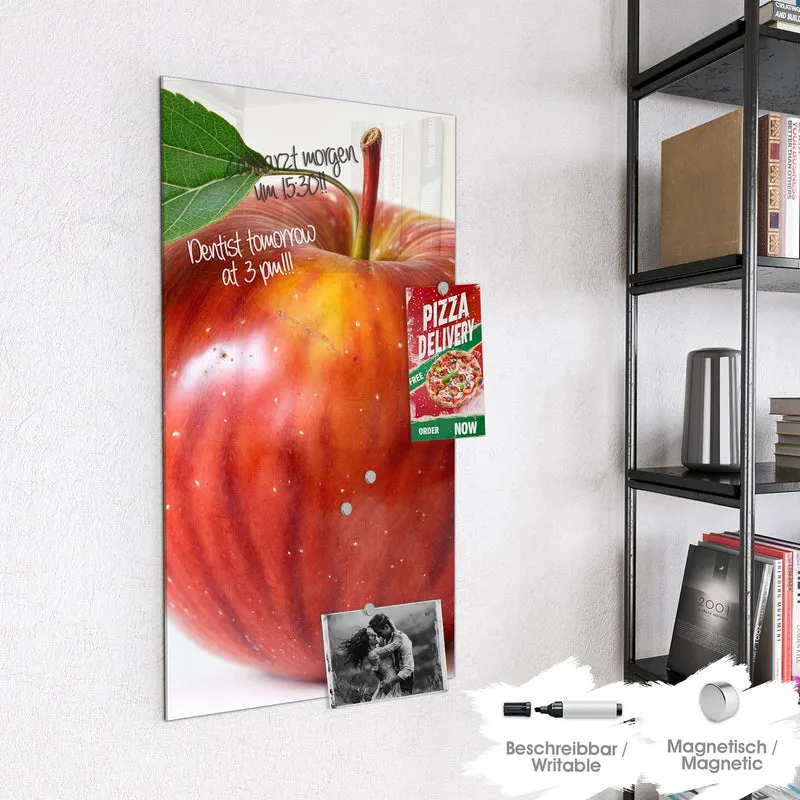Magnettafel - Roter Apfel mit Blatt