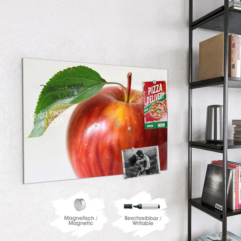 Magnettafel - Roter Apfel mit Blatt