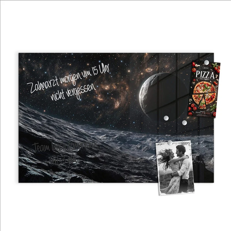Magnettafel - Mondlandschaft im All